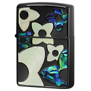 Zippo ジッポー シェル 貝 インレイ 象嵌 フラワー 花 ブラック Shell Flower BK 1201S836
