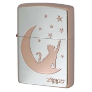 Zippo ジッポー 月 ネコ シルエット 月と猫 シルバー SV 1201S877