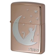 Zippo ジッポー 月 ネコ シルエット 月と猫 ピンクゴールド PKG 1201S878