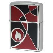 Zippo ジッポー 炎 アイコンフレーム モザイク シルバー ブラック レッド Mosaic SV BK RD 1201S855