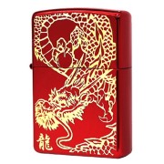 Zippo ジッポー ドラゴン 龍 レッド RED DRAGON Ion Red Gold Plate Inlay G 金サシ