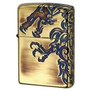 Zippo ジッポー ドラゴン 龍 アンテーク ブラス 3面連続加工 ストリーム ドラゴン ゴールドタンク Stream Dragon A メール便可