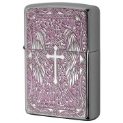 Zippo ジッポー クロス Cross 十字架 ピンク ＃200 メタルプレート 両面加工 ニッケルメッキ 2MPP-Cross PK メール便可