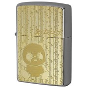Zippo ジッポー パンダ ゴールドプレート ＃200 メタルプレート 両面加工 ニッケルメッキ 2MP-パンダ メール便可