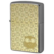 Zippo ジッポー フクロウ ゴールドプレート ＃200 メタルプレート 両面加工 ニッケルメッキ 2MP-フクロウ メール便可
