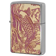 Zippo ジッポー 鯉 カープ ピンク ＃200 ゴールドプレート 両面加工 ニッケルメッキ 2MPP-Carp PK GP