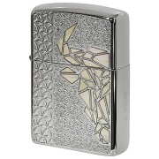 Zippo ジッポー アーマー ブル 牛 シェル 貝 インレイ 象嵌 銀メッキ ARMOR BULL 雄牛 Silver Plate SV WH