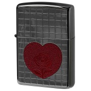 Zippo ジッポー ハート 薔薇 チタニュームコーティング グレー TITANIUM COATING Heart Rose Black Gray TC-B メール便可