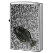 Zippo ジッポー 鮃 ヒラメ ヴィンテージ 七宝メタル 海水魚 Vintage Cloisonne fish metal Salt Water Fish AN-ヒラメ