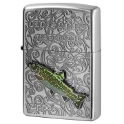 Zippo ジッポー ブラックトラウト ヴィンテージ 七宝メタル 淡水魚 Vintage Cloisonne fish metal Fresh Water Fish AN-ブルックトラウト