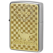 Zippo ジッポー ネコ 猫 Cat 音符 ＃200 ゴールドプレート ニッケルメッキ 2MP-ネコと音符 GP メール便可