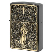 Zippo ジッポー マリア ブラックメタル ペイントプレート ネオブラック ゴールド Black Metal Paint Plate Neo Black BM G