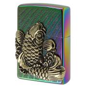 Zippo ジッポー 鯉 龍 ドラゴン 登竜門 レインボー ブラスメタル貼り チタンコーティング TC-R Br