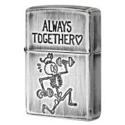 Zippo ジッポー スカル ドクロ 骸骨 ユーズド仕上げ FUNNY SKULL USED FINISH ALWAYS TOGETHER いつも一緒 2UDS-ALWAYS メール便可