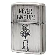 Zippo ジッポー スカル ドクロ 骸骨 ユーズド仕上げ FUNNY SKULL USED FINISH NEVER GIVE UP 決して諦めない 2UDS-GIVEUP メール便可