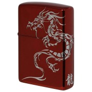 Zippo ジッポー 龍 ドラゴン 2面連続加工 レッドイオンコーティング 銀サシ Tiger & Dragon 2REDS-DR