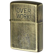 Zippo ジッポー スカル ドクロ 骸骨 真鍮 ブラス ユーズド仕上げ FUNNY SKULL USED FINISH OVER WORK オーバーワーク 2UDB-OVER WORK メール便可