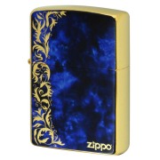 Zippo ジッポー 大理石調 ブルーマーブル アラベスク 唐草 金メッキ Marble Arabesque 2G-BLARZ