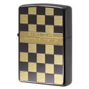 Zippo ジッポー CHECK DESIGN チェック柄 ブラック ゴールド 2BKG-CHECK