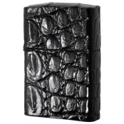 Zippo ジッポー 革巻き 本革 クロコダイル ワニ 黒 ブラック