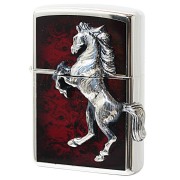 Zippo ジッポー 馬 ホース 2面連続メタル ウイニング ウィニー レッドマーブル ディープレッド