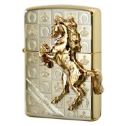Zippo ジッポー 馬 ホース 2面連続メタル ウイニング ウィニー グランドクラウン サテン ゴールド SG