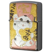Zippo ジッポー 電鋳板 プレート貼り 和柄 伝統工芸 招き猫 メール便可