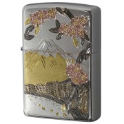 Zippo ジッポー 電鋳板 プレート貼り 和柄 伝統工芸 富士桜 FUJI SAKURA メール便可