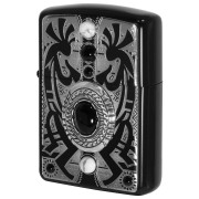 Zippo ジッポー アーマー ネイティブアメリカン ココペリ 精霊 オニキス ハウライト 天然石 インディアン スピリット イオンブラック ARMOR INDIAN SPIRIT BK ココペリ