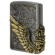 Zippo ジッポー スカル ドクロ 骸骨 羽 ウイング フォーチュンヘッド コンビネーション古美 Fortune Head Ni＆BS