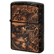 Zippo ジッポー 龍 ドラゴン 乱糸塗り 伝統工芸 ライズメタル 乱糸塗り 赤龍 RISE METAL 金乱糸 黒