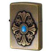 Zippo ジッポー ビックメタル クロス 十字架 ターコイズ 天然石 クロス＆ターコイズ