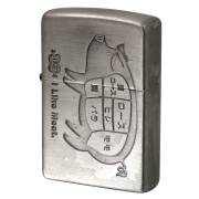 絶版/ヴィンテージ Zippo ジッポー 中古 2015年製造 アイ ライク ミート ニッケル古美 I Lile Meet. ブタ Ni  [C]使用感あり傷汚れあり