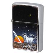 絶版/ヴィンテージ Zippo ジッポー 中古 1980年製造 馬と宇宙 メタル貼り  [B]使用感ありやや傷汚れあり