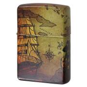 絶版/ヴィンテージ Zippo ジッポー 中古 2022年製造 地図 Pirate Ship 全面塗装 49355  [B]使用感ありやや傷汚れあり