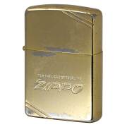 絶版/ヴィンテージ Zippo ジッポー 中古 1990年製造 ZIPPO LOGO ダイアゴナルラン 金メッキ  [C]使用感あり傷汚れあり
