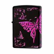 Zippo ジッポー 蝶々 バタフライ アラベスク 唐草 3面連続加工 イオンマットBK イオンパープルサシ 2BTF-C メール便可