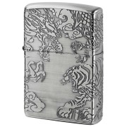 Zippo ジッポー 龍虎 ドラゴン タイガー 4面連続デザイン ニッケルメッキ ブラッシュド Dragon and Tiger NI