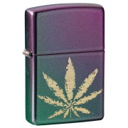 Zippo ジッポー マリファナ リーフ 葉 Counter Culture Marijuana Leaf On Iridescent Violet 玉虫色 イリデッセント 49185 メール便可