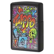 Zippo ジッポー スプレーアート 壁画 スカル ドクロ 骸骨 Street Art ブラックマット 49605 メール便可