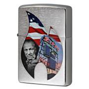 Zippo ジッポー 炎 アイコンフレーム アメリカ国旗 ジョージ・グランド・ブレイズデル Zippo Flame Collage ブラッシュドクローム 29075 メール便可