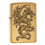 Zippo ジッポー 龍 ゴールド ドラゴン Gold Dragon ブラッシュド ブラス 29725 メール便可