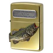 絶版/ヴィンテージ Zippo ジッポー 中古 2019年製造 ボトムスタンプ＆フィッシュメタル ゴールドプレート BottmStamp Fish Metal  [S]ほぼ新品同様