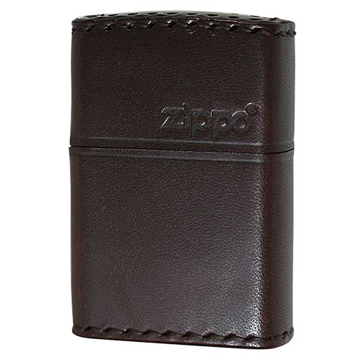 Zippo ジッポー 革巻き 牛革 レザー ジッポ ロゴ ブラウン ハンドメイド 手縫い REAL LEATHER ZIPPO LOGO DB-5