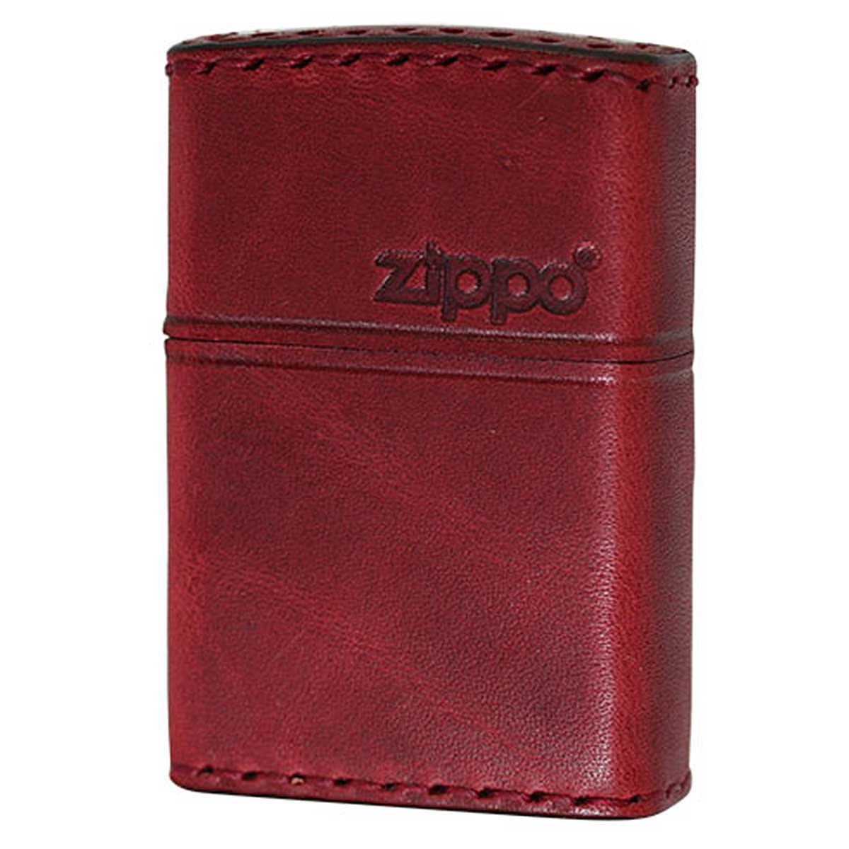 Zippo ジッポー 革巻き 牛革 レザー ジッポ ロゴ レッド ハンドメイド 手縫い REAL LEATHER ZIPPO LOGO RD-5