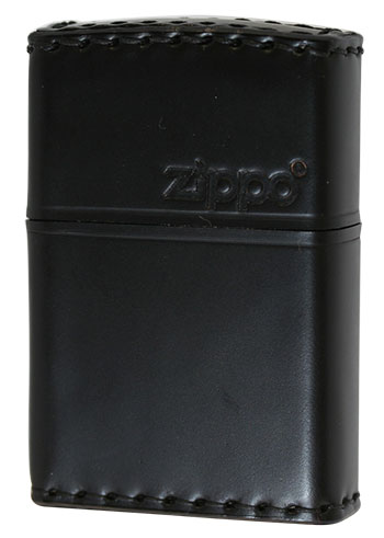 Zippo ジッポー 革巻き 牛革 レザー ジッポ ロゴ ブラック ハンドメイド 手縫い REAL LEATHER ZIPPO LOGO CB-5