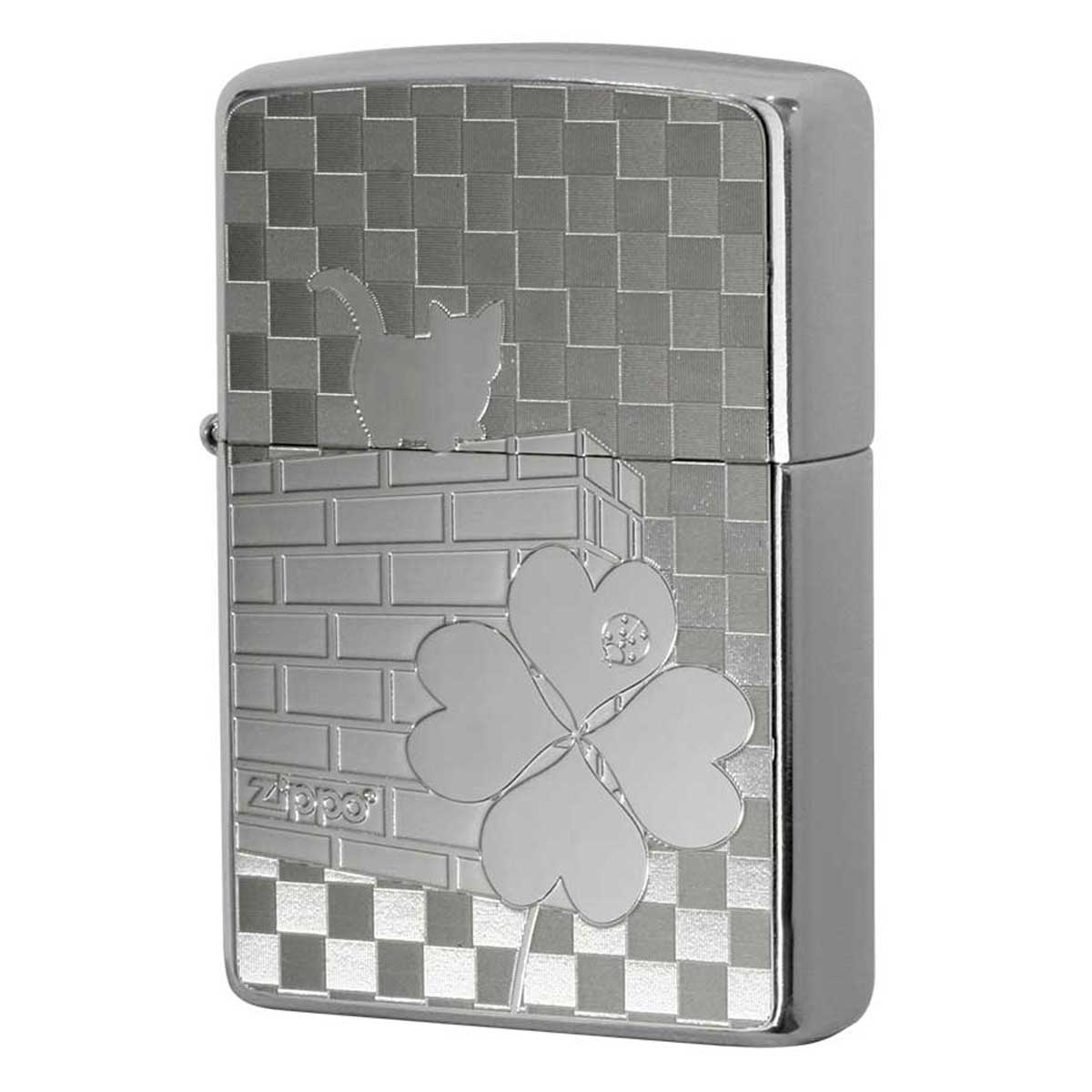 Zippo ジッポー ネコ 猫 Cat 天道虫 ＃200 メタルプレート ニッケルメッキ 2MP-天道虫 メール便可