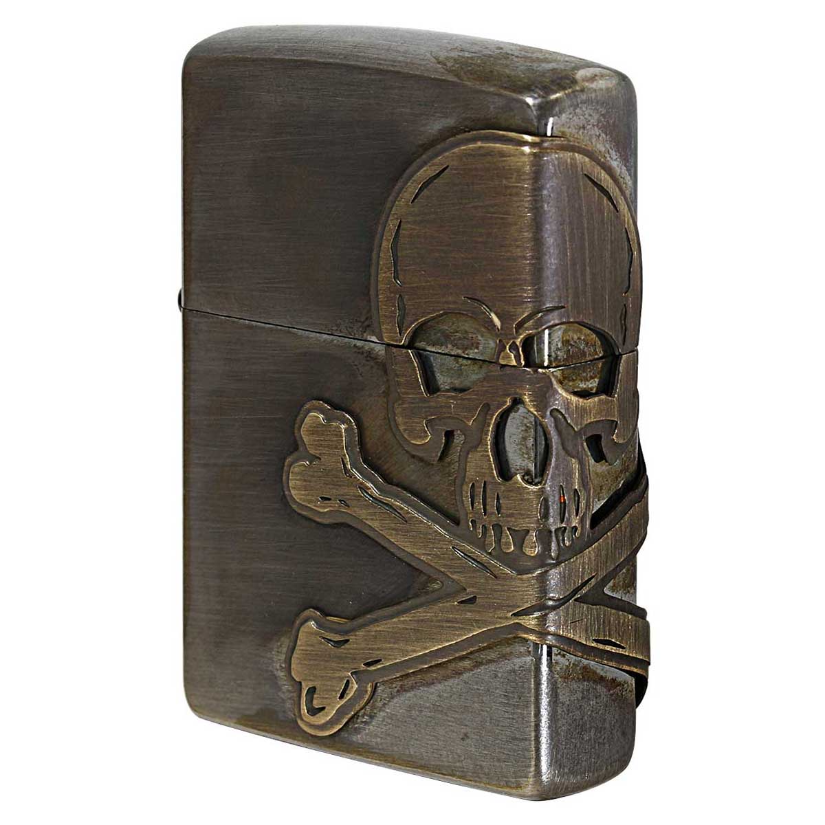 Zippo ジッポー スカル ドクロ 骸骨 アンティークスカル ニッケル古美 3面連続メタル Antique Skull  2AB-SKULL