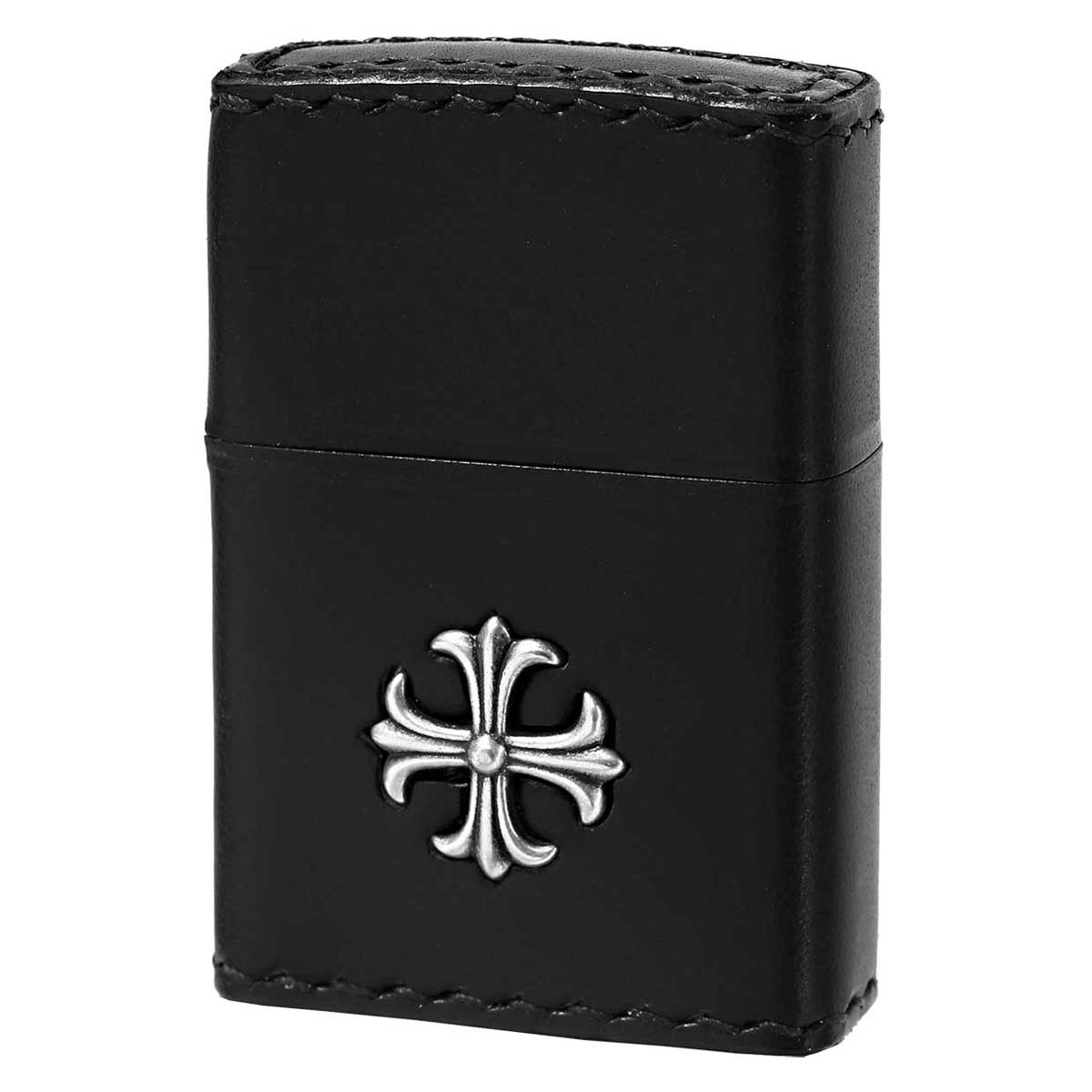 Zippo ジッポー 牛革巻き クロス 十字架 Cross ブラック クロス 手縫い 2CM-3BK