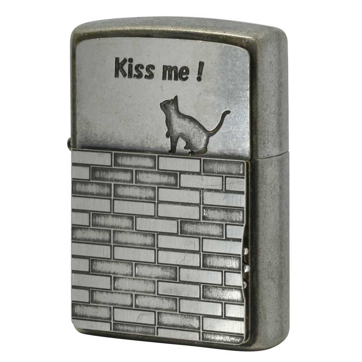 Zippo ジッポー ネコ 猫 Cat キスミー キャッツ バレル加工 クローム Kiss me cat's トリックジッポー ZTR-CAT CB メール便可
